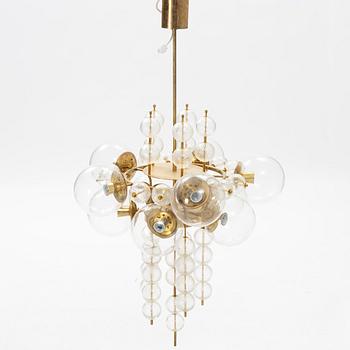 A brass and glass ceiling lamp, Italy, second half of the 20th century.