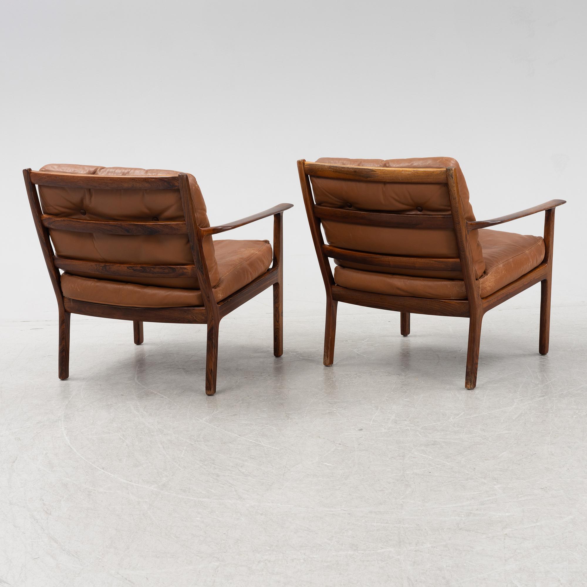 Bröderna Andersson, a pair of rosewood lounge chairs, 1960's.