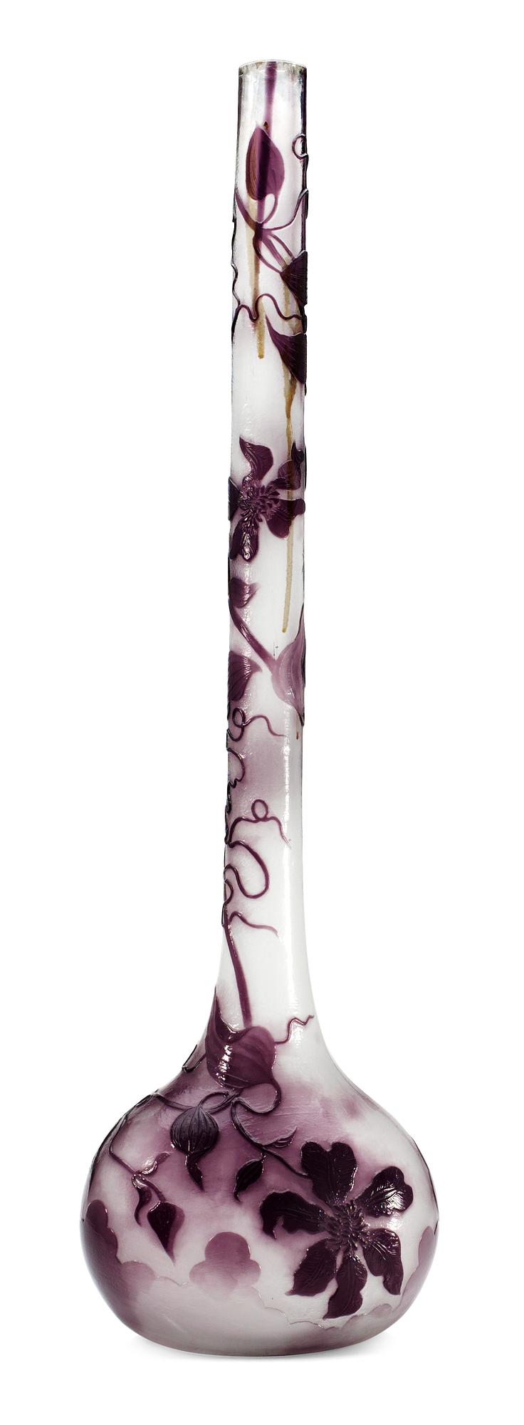 An Emile Gallé Art Nouveau cameo glass vase, Nancy, France.
