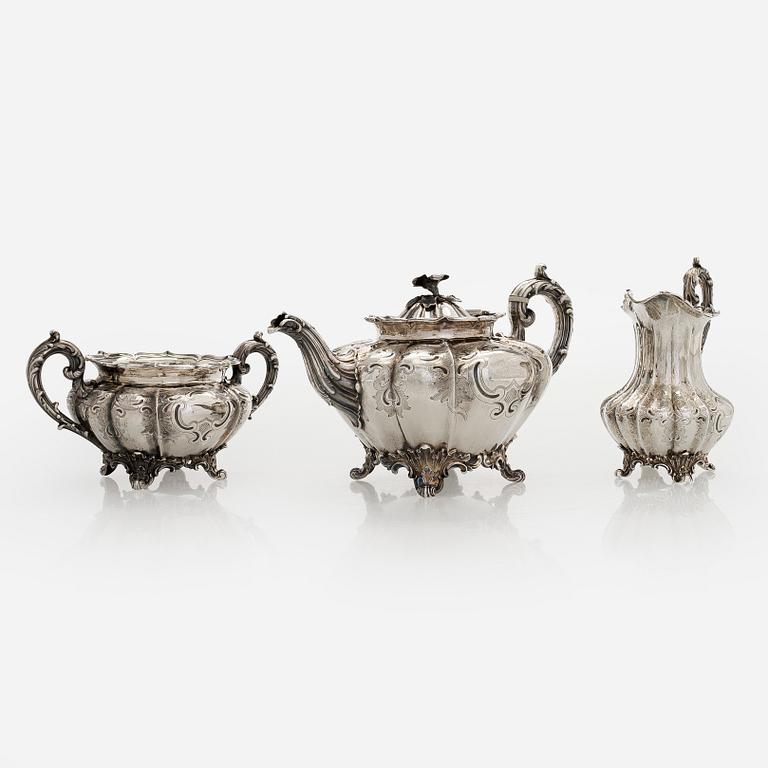 Edward, Edward junior, John & William Barnard, a 3-piece sterling silver tea service, London 1837.