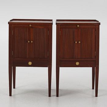 Bedside tables, a pair, Gustavian style, second half of the 20th century.
