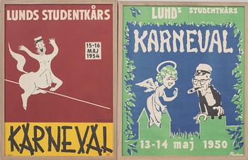 AFFISCHER, 6 st, "Karnevalen Lund". Olika årgångar.