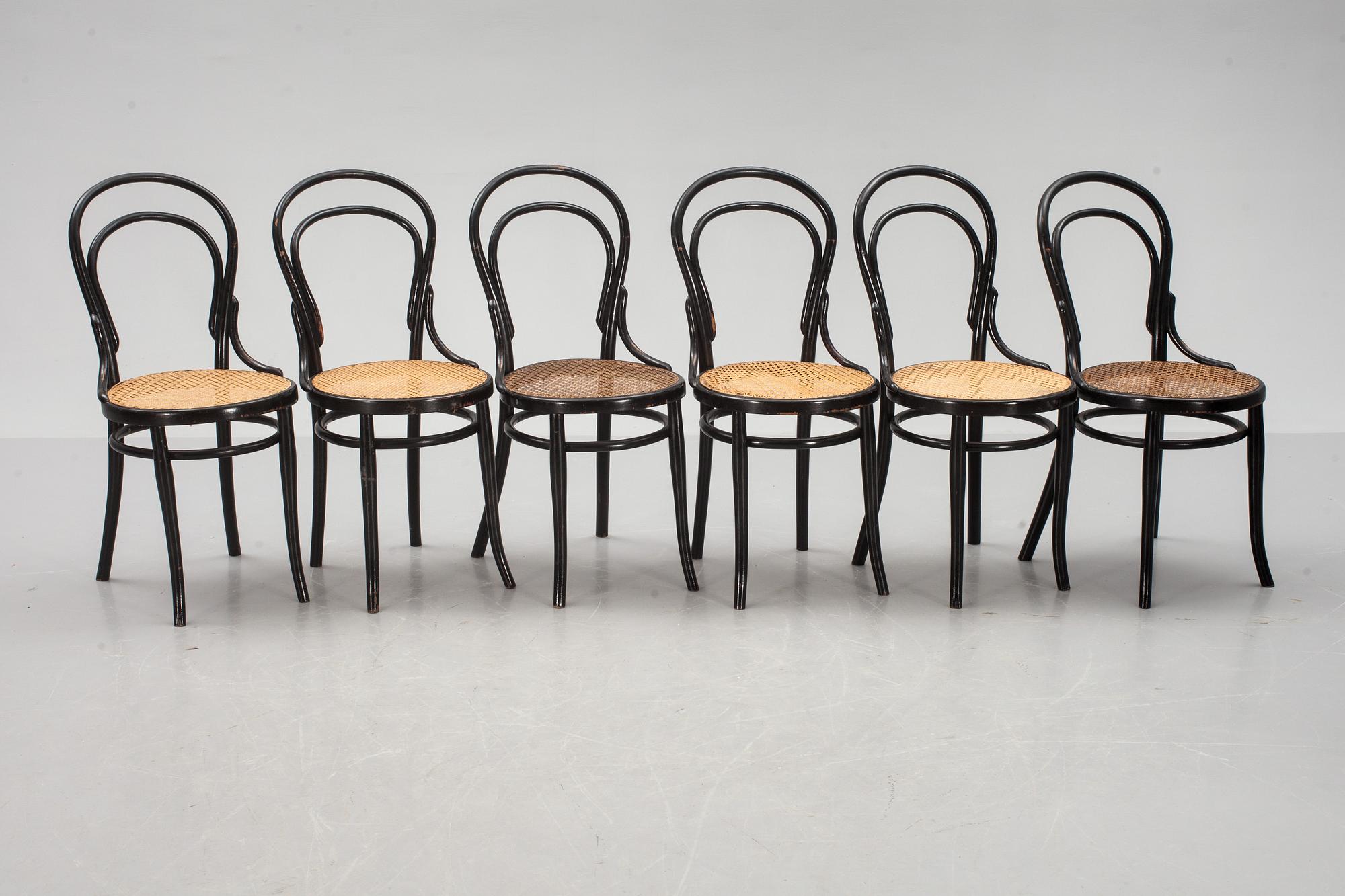 STOLAR, 6 st, bl a Thonet, 1900-talets första hälft.