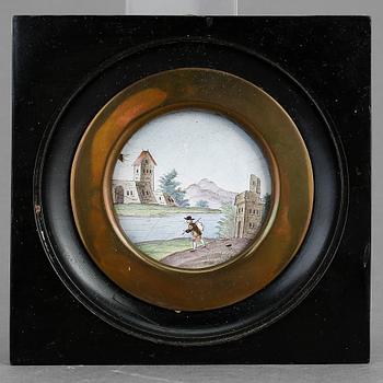 MINIATYRMÅLNING, emalj, troligen Frankrike, 1800-talets första hälft.