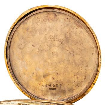 Pocket watch, 18K gold, hunter case, 50 mm.