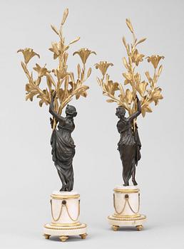 A pair of Louis XVI late 18th century two-light candelabra.