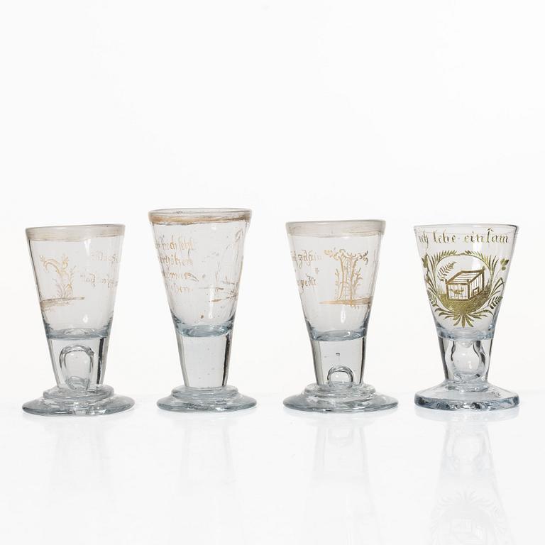 Glasses, 11 pcs, Germany, 18th century.