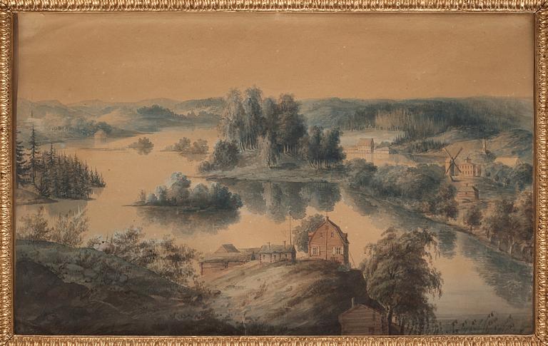 Johan Adam von Gertten (Gerdten), Landscape with lake and buildings.