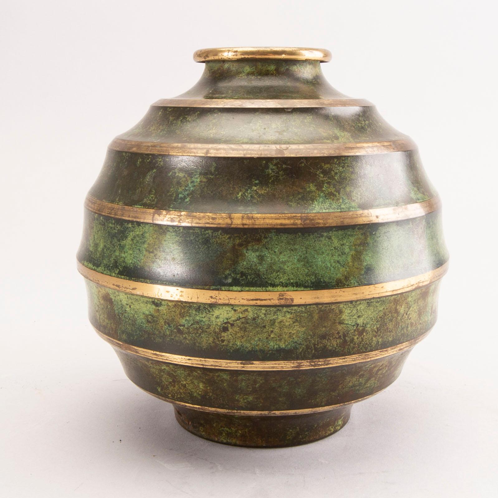 A 1930s Svenska Metallverken metal vase.