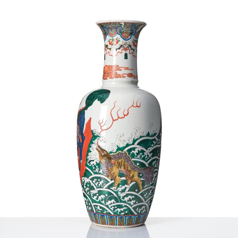 A large vase, late Qing dynasty with Yongzheng mark.