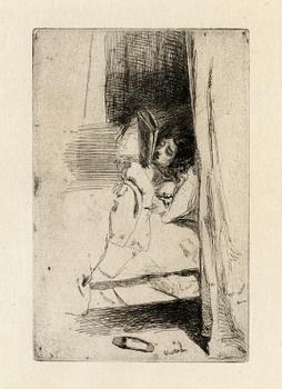 419. James Mac Neill Whistler, "Reading in bed".
