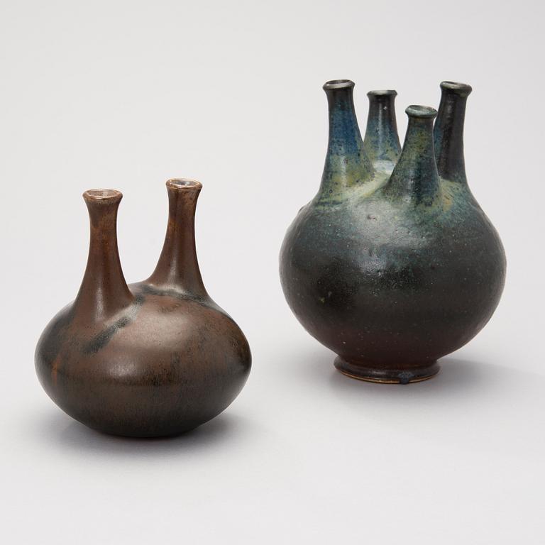 FRANCESCA MASCITTI-LINDH, skulpturer, 2 st, keramik, signerade FML, Arabia och FM.