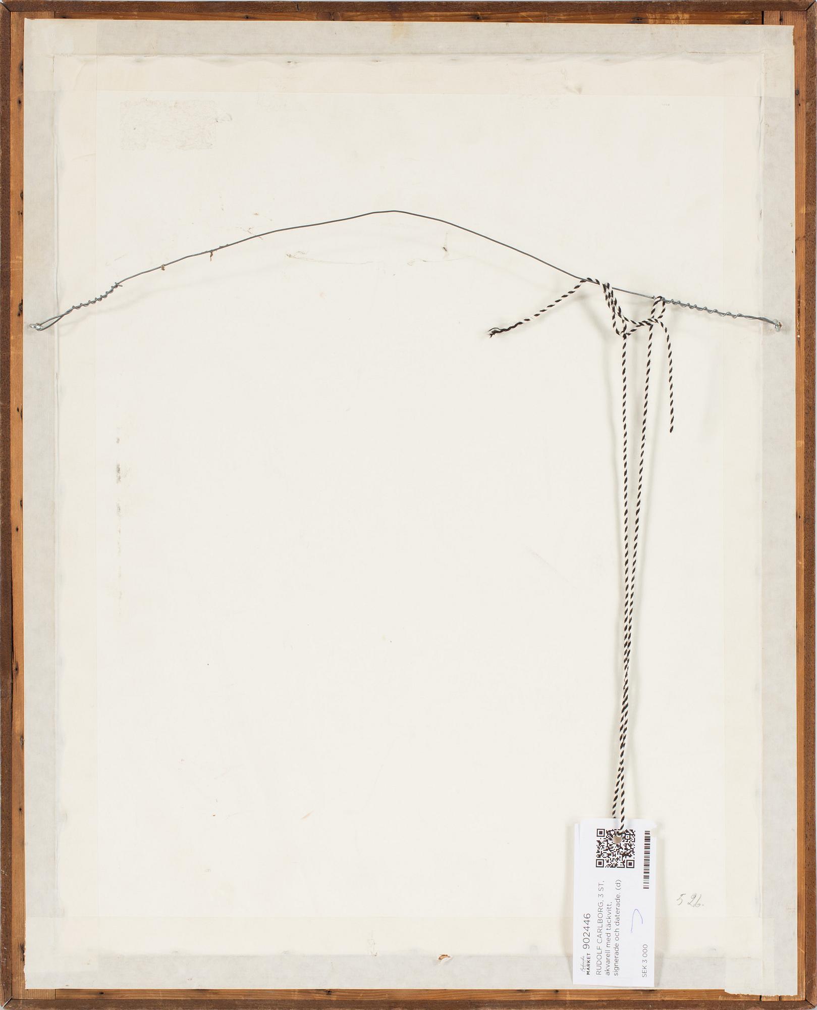 RUDOLF CARLBORG, 3 st, akvarell med täckvitt, signerade och daterade.