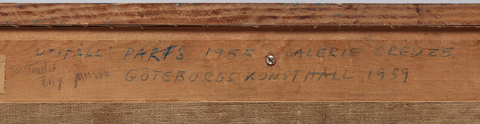 CO HULTÉN, oil on canvas, signed and signed and dated 1954 on strecther.