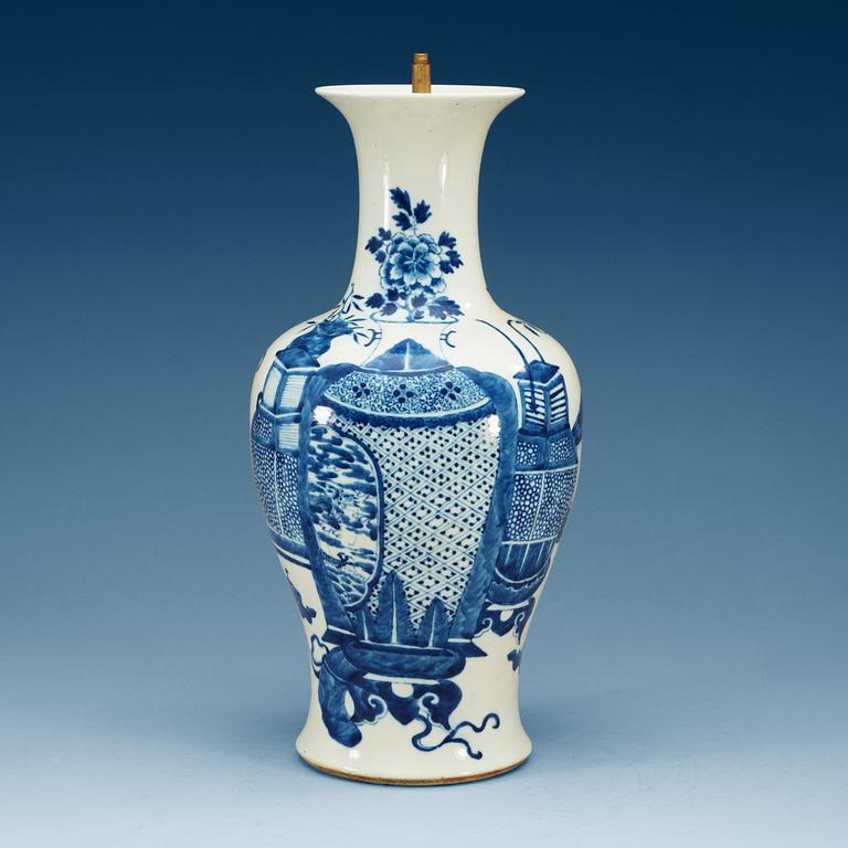 A blue and white vase, Qing dynasty, 19th Century with a six character Qianlong hall mark.