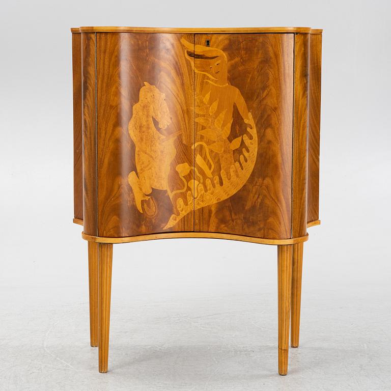 A Swedish Modern inlay drinks cabinet, AB Rödeby Möbler, Ronneby, 1940s.