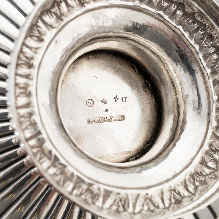 A Swedish Silver Empire Sauce Bowl With Dish, mark of Mikael Olof Barkman, Varberg 1834.