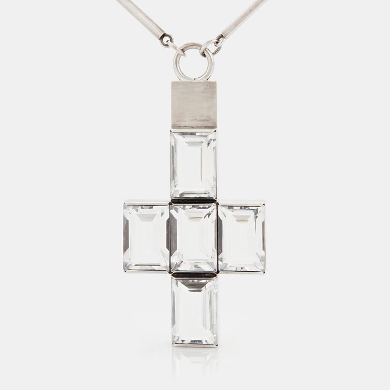 Wiwen Nilsson, a sterling and rock crystal cross-shaped necklace, Lund Sweden 1943.