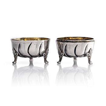 297. A pair of Swedish 18th century parcel-gilt silver travel salt-cellars, marks of Magnus Stråtin, Uddevalla 1774.