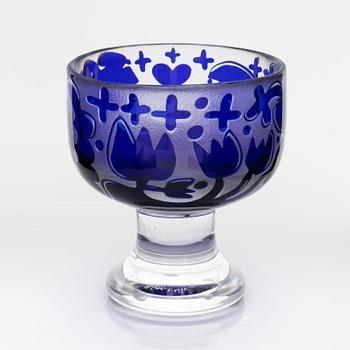 Bertil Vallien, pokal, glas, unik, Boda Åfors, signerad.