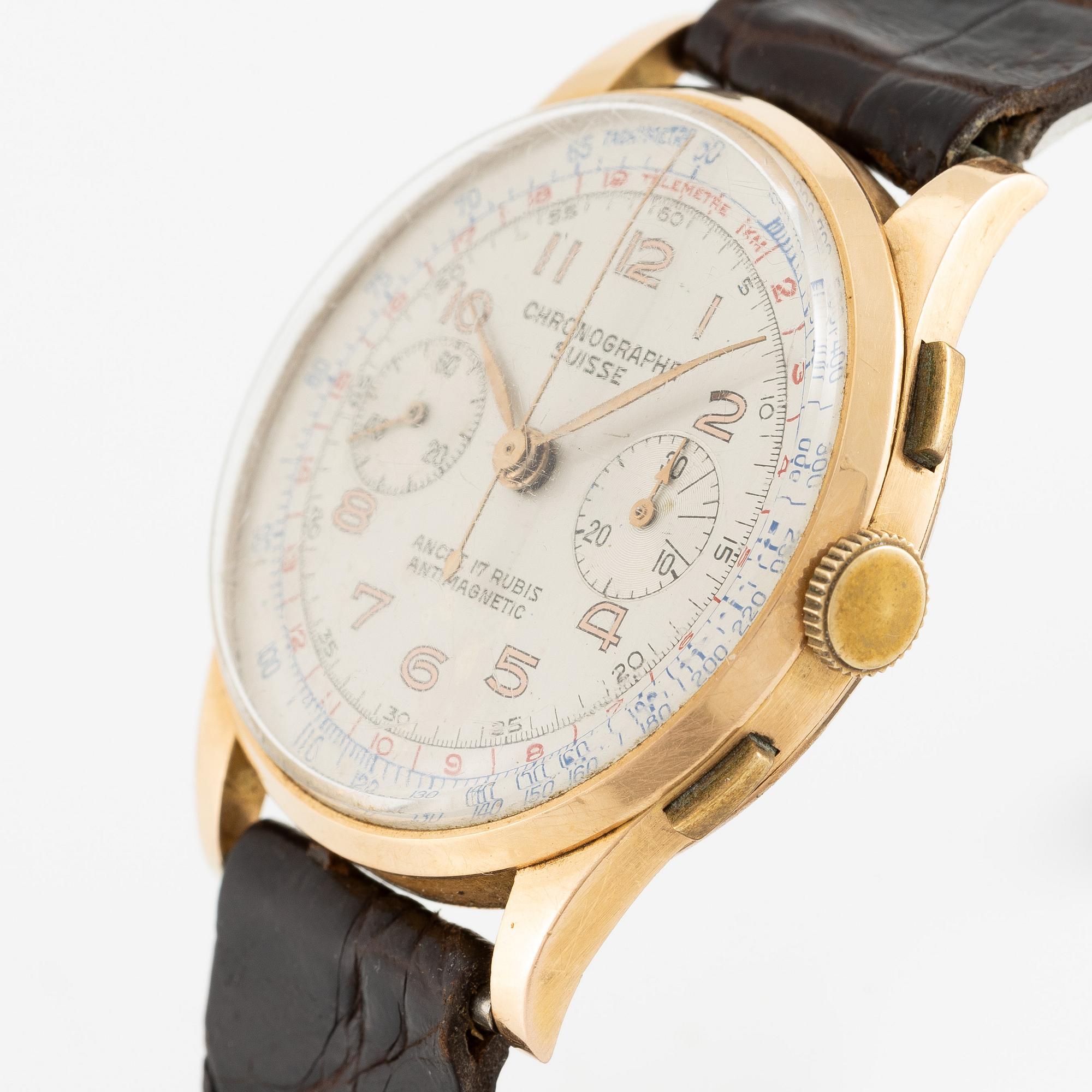 Chronographe Suisse, armbandsur, kronograf, 37,5 mm.