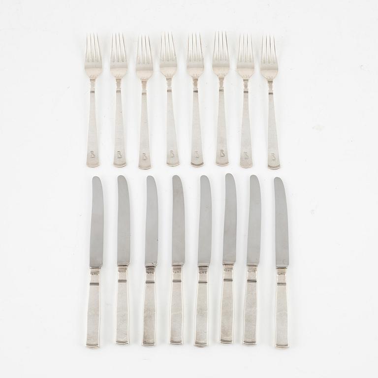 Jacob Ängman, 16 pieces silver cutlery model 'Rosenholm', GAB, Stockholm 1953-54.