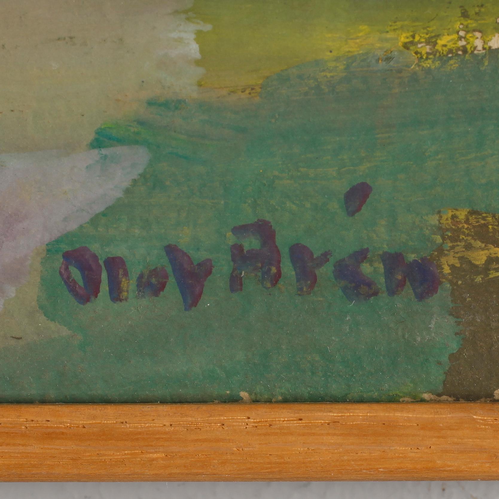 OLOF ARÉN, 2 st, gouache och olja på duk, signerade.