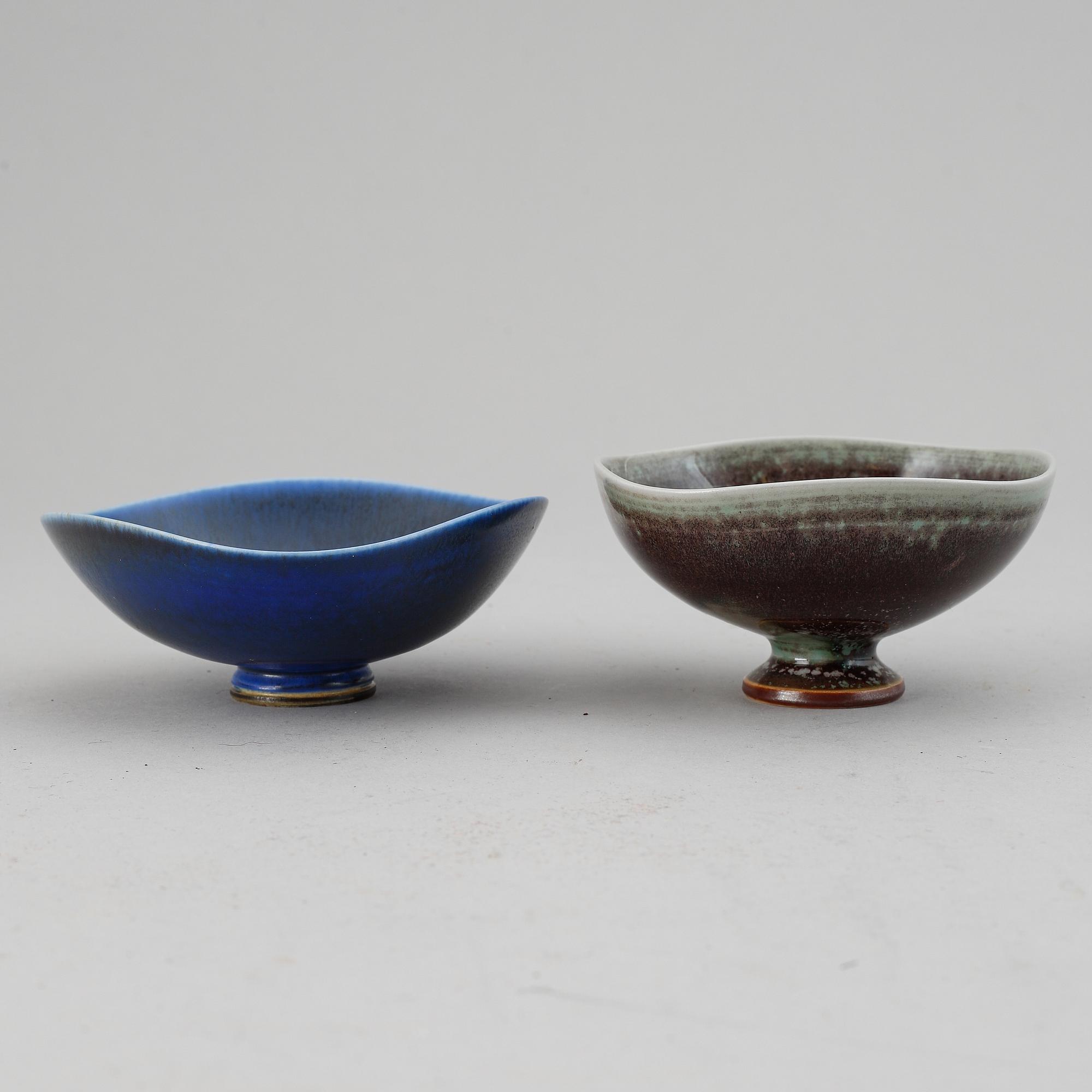 Berndt Friberg, two stoneware bowls, Gustavsbergs Studio, signed.