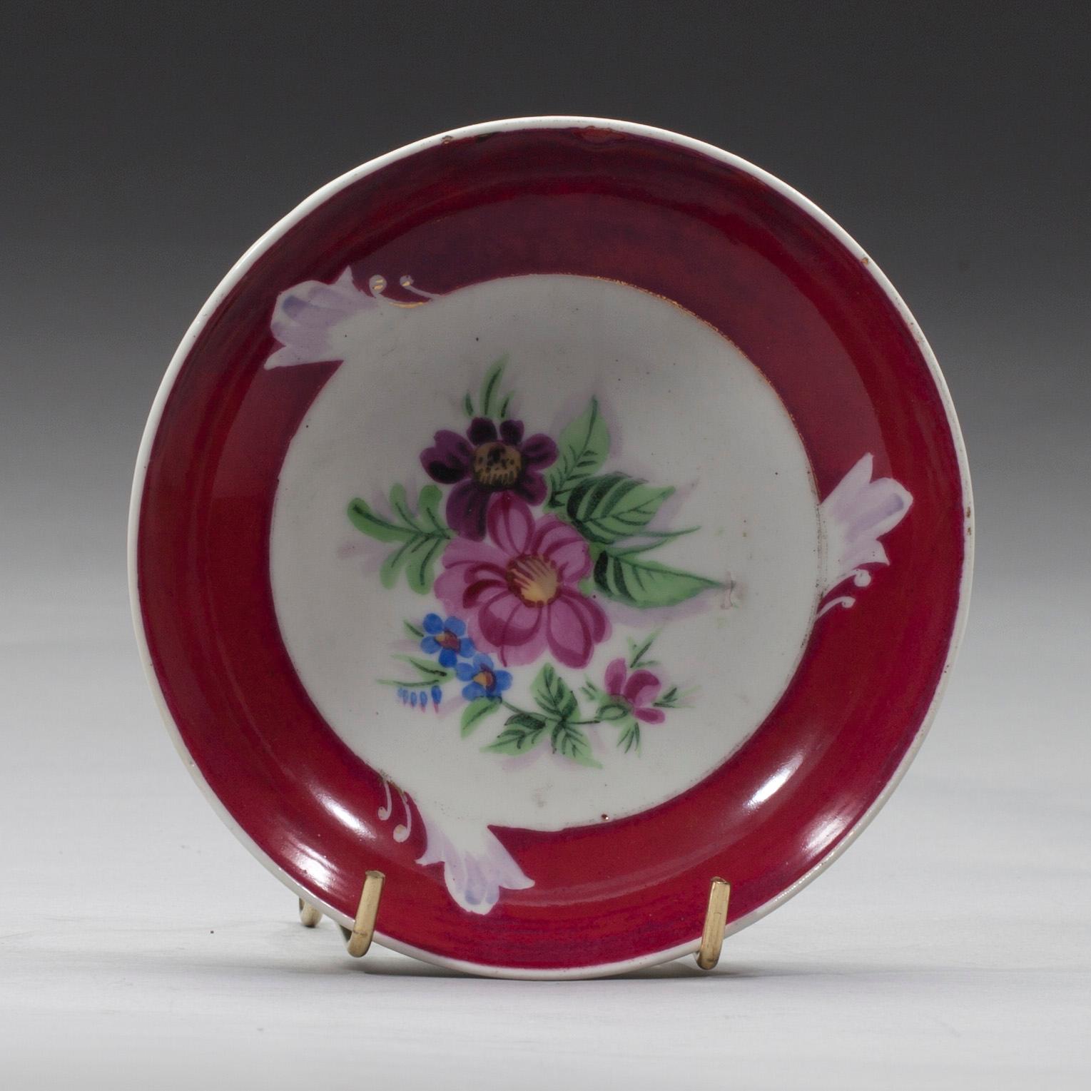 KAFFEKOPP MED FAT, porslin, Gardner, Ryssland 1880-1890.