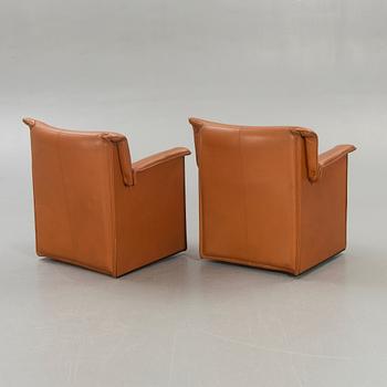 Lauriana Afra & Tobia Scarpa , a pair of leather armchairs for B&B Italia 1970/80s.