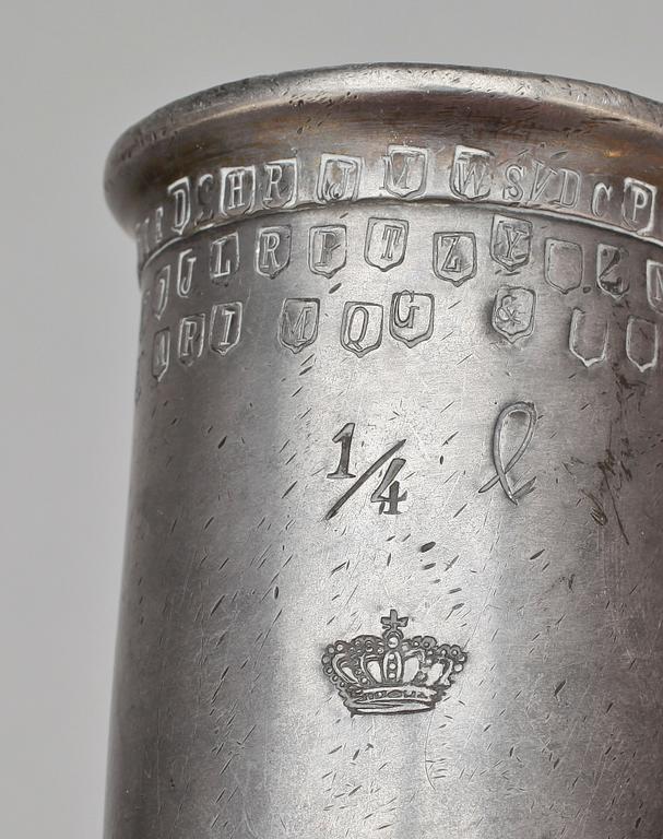 MÅTTSATS, 14 st, tenn, 1800-tal.