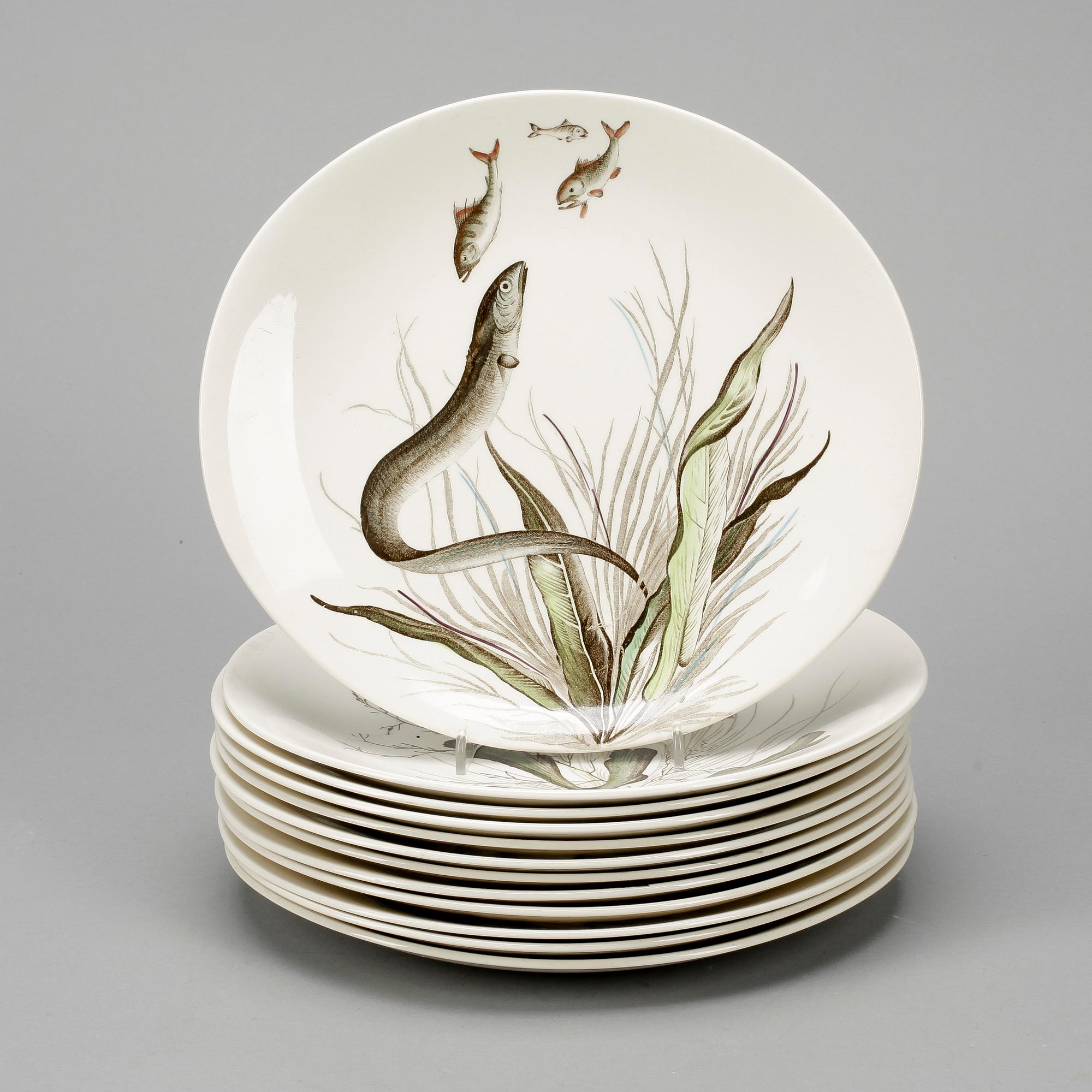 FISKTALLRIKAR, 12 delar, "Fish" Johnson Bros. England, 1900-talets andra hälft.