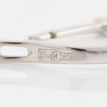 Earrings, a pair, 14K white gold with briolette-cut topaz and octagon-cut diamonds.