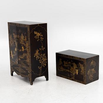 A Chinese lacquered two-part cabinet, first part of the 20th century.