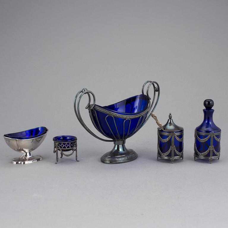 BORDSSET, 5 delar + sked, sterlingsilver, Mema, 1965 och 1966.