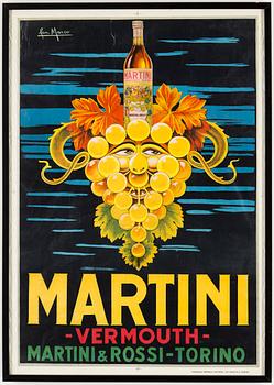 JAN MARCO, a lithographic Martini Vermouth vintage poster,  Tipografia Teatrale Torinese, Torino, Italy, 1950's.