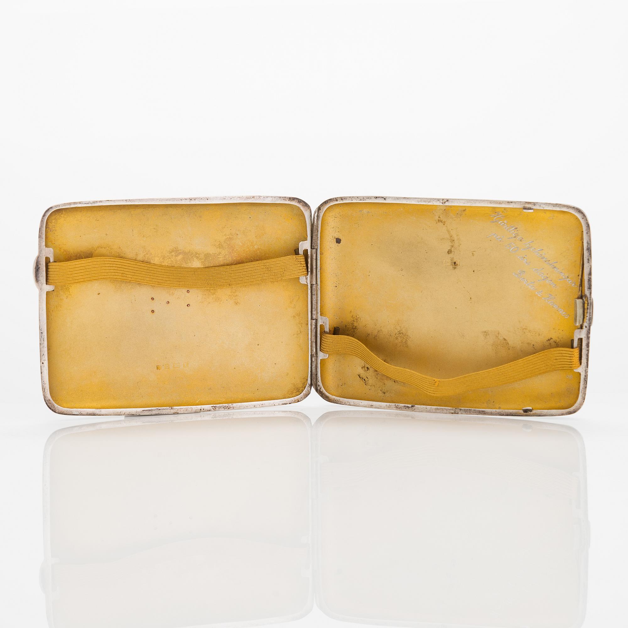 Cigarettetui, silver, Art déco,  Sheffield 1929.