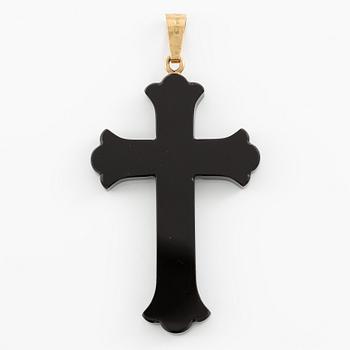 Cross 18K gold and jet, Victorian.