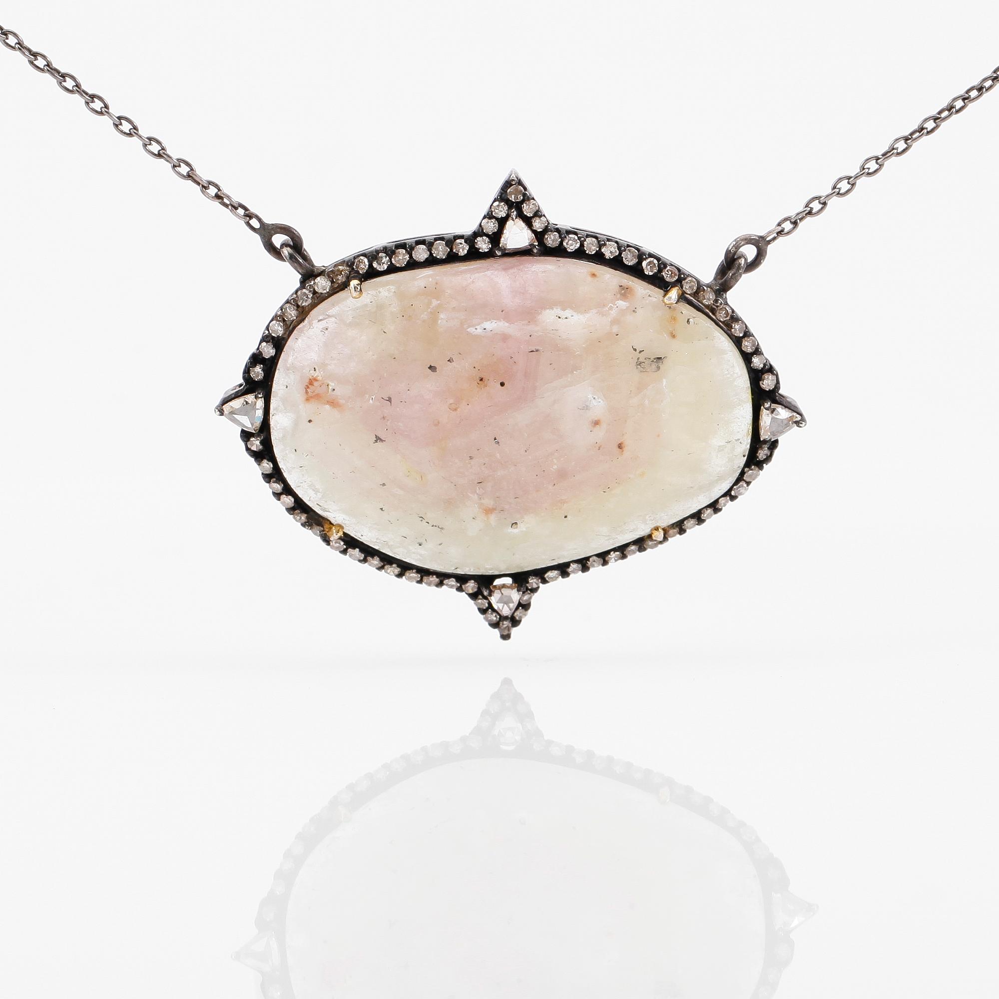 COLLIER, silver, safir och diamanter.