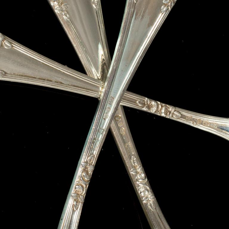 A silver flatware service, 189 pieces, Swedish import marks, ca 1913-1924. Total weight ca 9520 g.