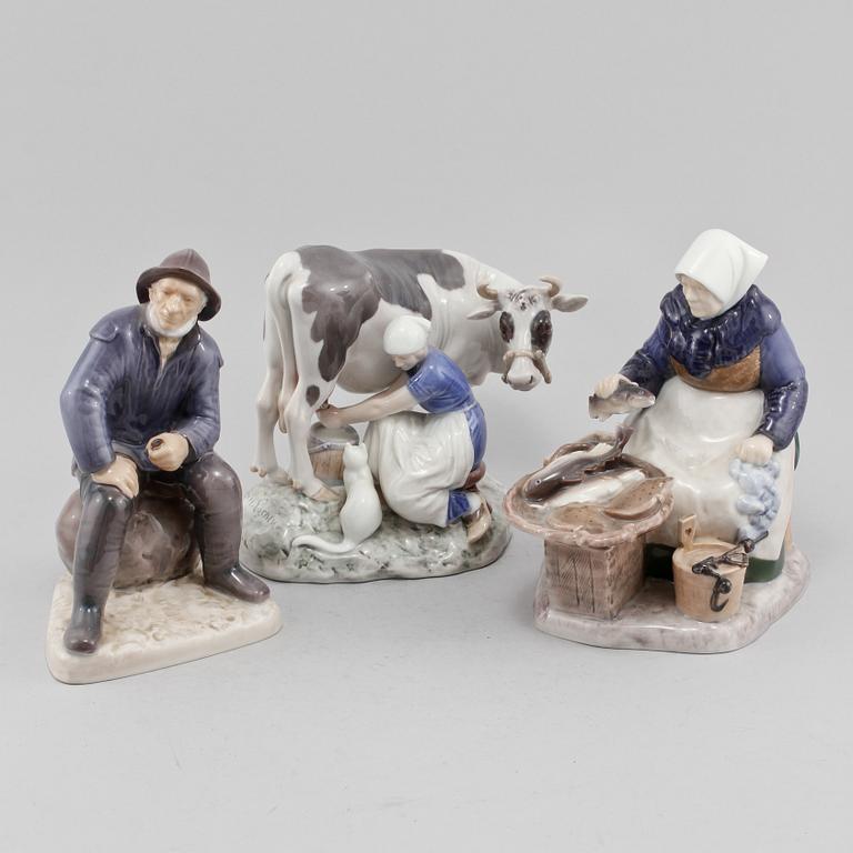 FIGURINER, 3 st, porslin, Bing & Gröndahl, 1900-talets andra hälft.