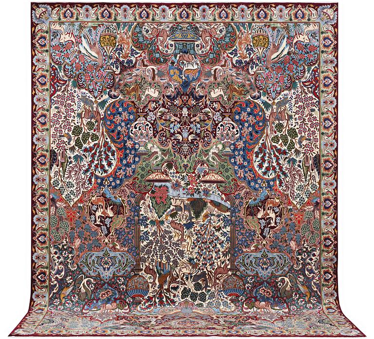 A carpet, Kashmar, c. 388 x 299 cm.