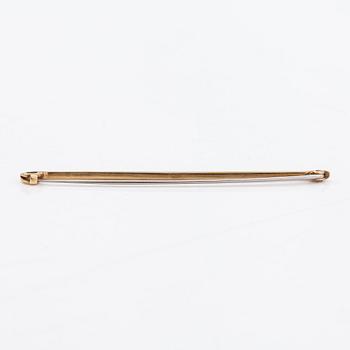 Tie pin/brooch, 9K gold with steel pin. Unmarked.