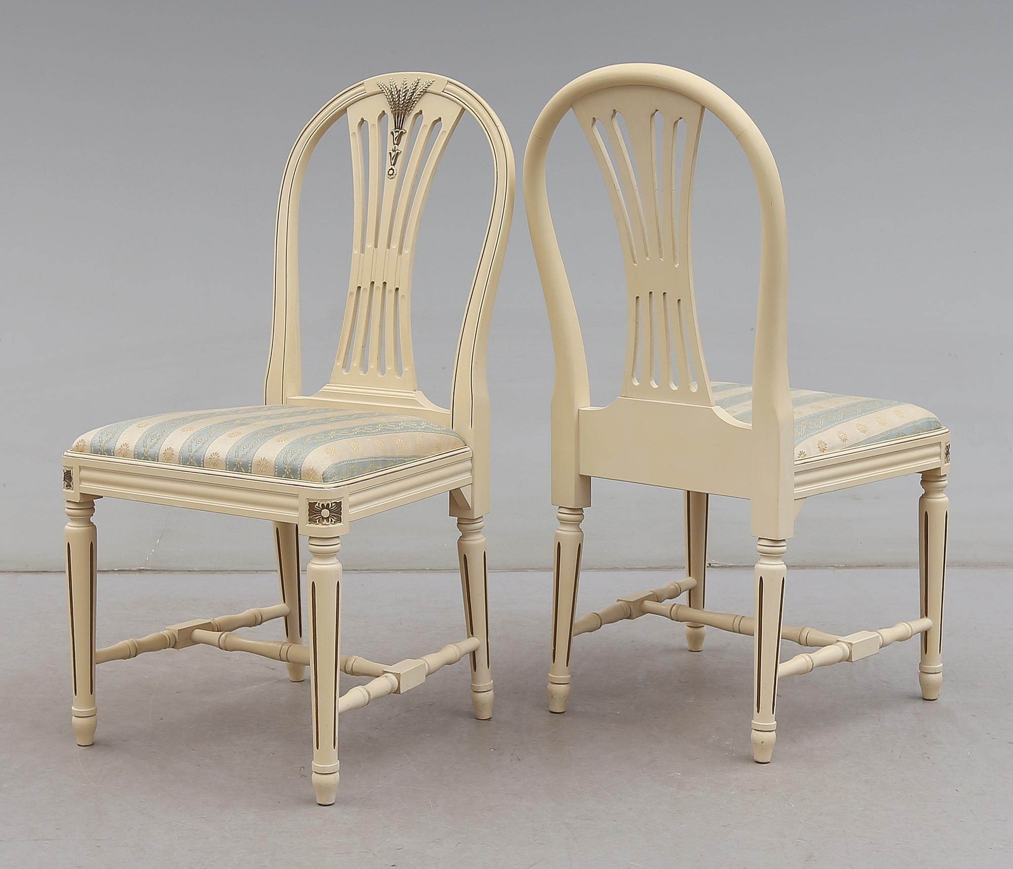 MATSALSMÖBEL, 7 delar, gustaviansk stil, 1900-talets andra hälft.