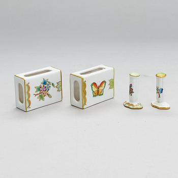 A Herend Queen Victoria VBO porcelain coffee set and two trinket boxes, totally 19 pieces, Hungary.