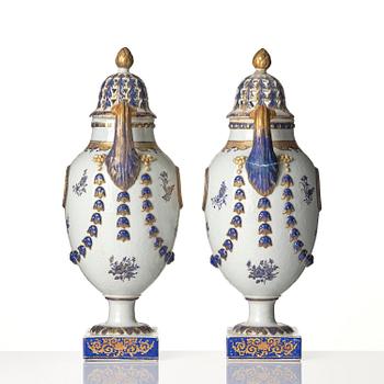 A pair of 'Marieberg' potpourri jars with covers, Qing dynasty, 18th century.