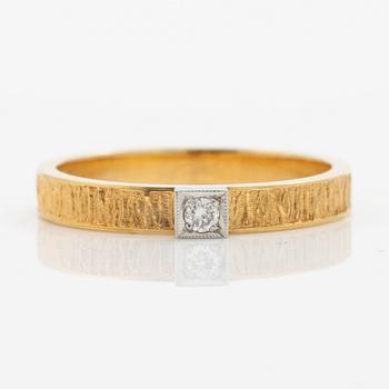 Lapponia, ring 18K gold set with a round brilliant-cut diamond, Finland 1976.