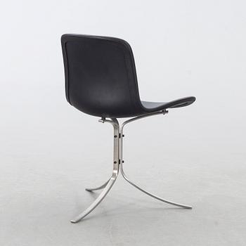 a black leather "PK-9" chair, edition Fritz Hansen Denmark.