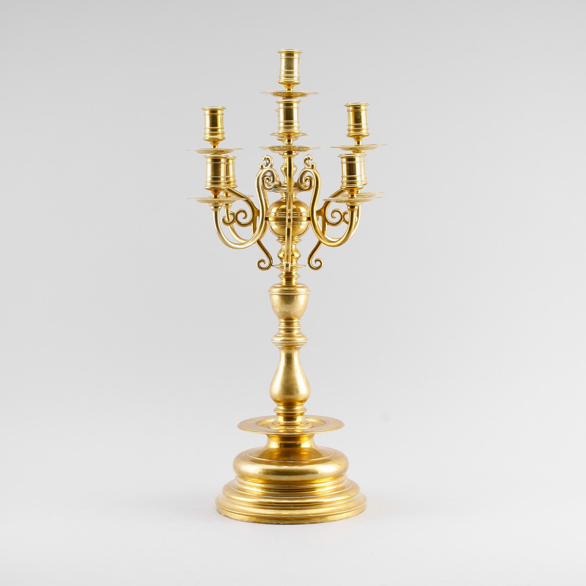 KANDELABER, mässing, barockstil, 1900-talets första hälft.