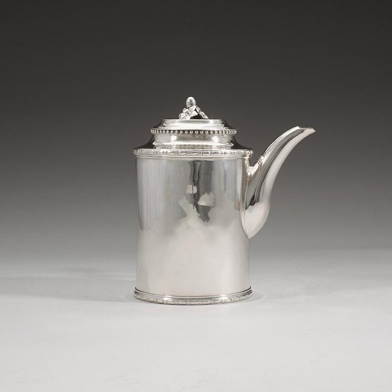 A Swedish 18th century silver coffee-pot, Julius Marianus Bergs, Stockholm 1784.